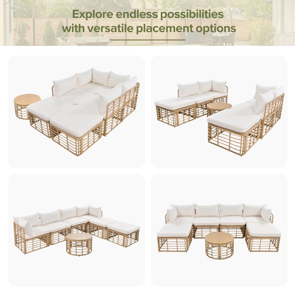 7-Piece All-Weather Wicker Outdoor Patio Sofa Set - Sleep Galleria