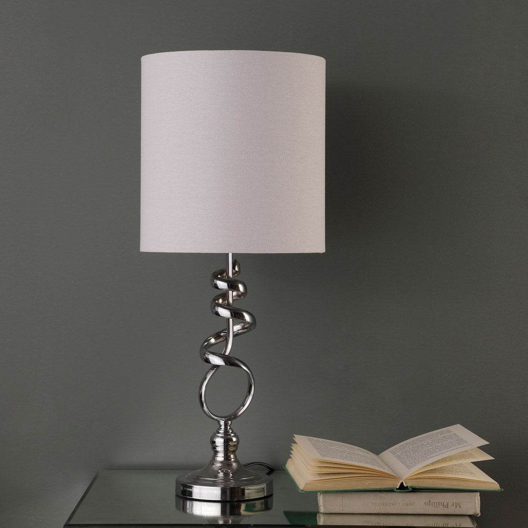 Abstract 21.5-Inch Brushed Silver Metal Table Lamp - Sleep Galleria