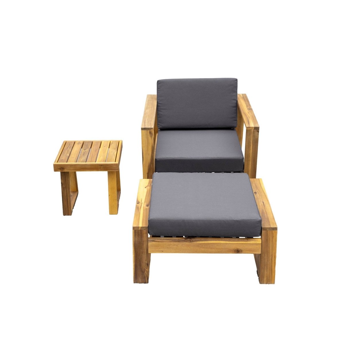 Acacia Wood Outdoor Lounge Chair And Ottoman Set - Sleep Galleria