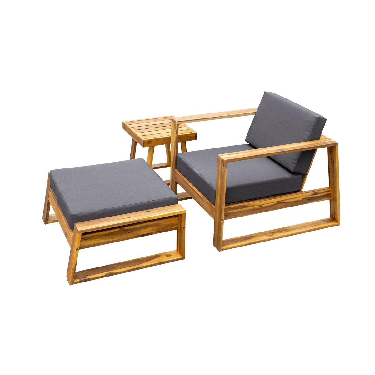 Acacia Wood Outdoor Lounge Chair And Ottoman Set - Sleep Galleria