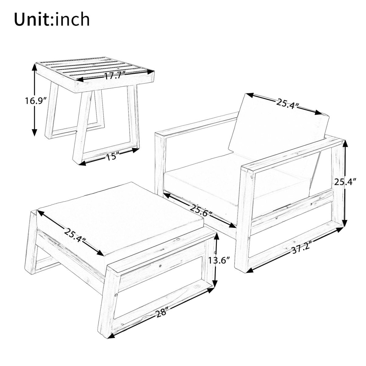 Acacia Wood Outdoor Lounge Chair And Ottoman Set - Sleep Galleria