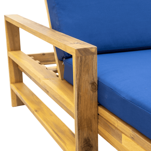 Acacia Wood Outdoor Lounge Chair With Adjustable Backrest - Omega Lifestyles