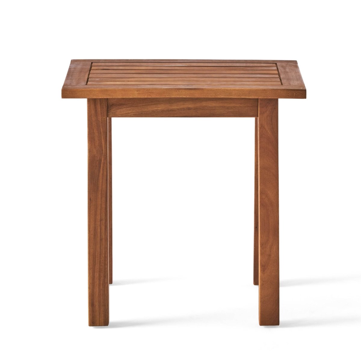 Acacia Wood Teak Outdoor Slatted Side Table - Driftwood - Omega Lifestyles