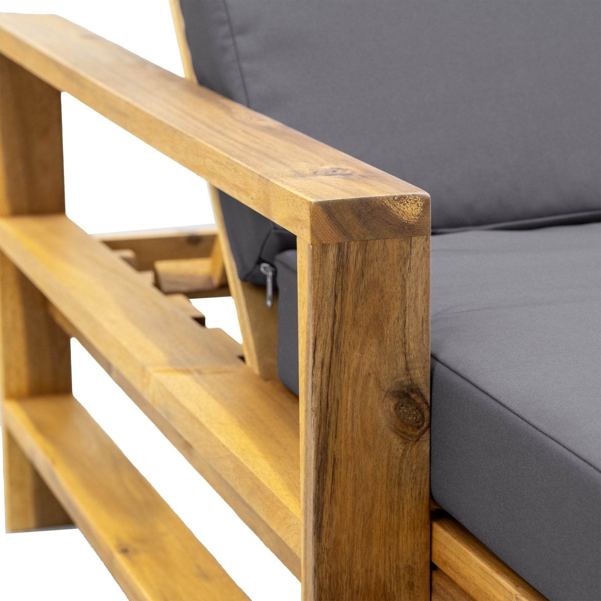 Adjustable Acacia Wood Outdoor Lounge Chair With Foam Cushion - Sleep Galleria