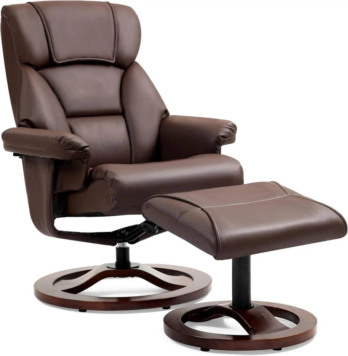 Adjustable Faux Leather Swivel Recliner Chair With Ottoman - Omega Lifestyles