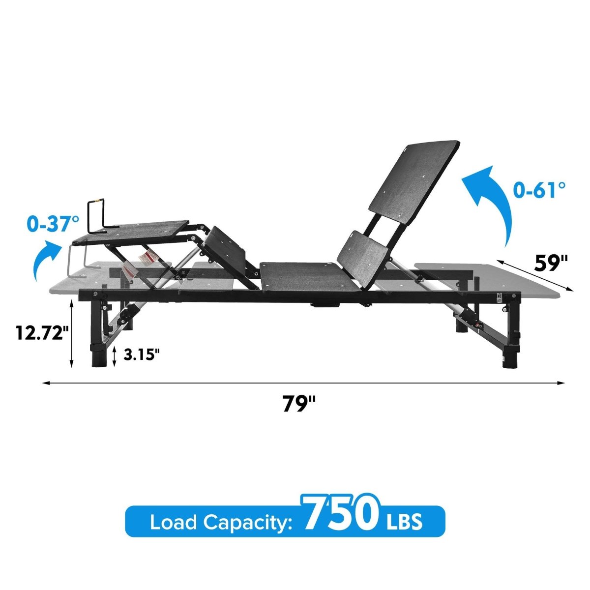 Adjustable Metal Bed Base Frame With Wireless Remote - Sleep Galleria
