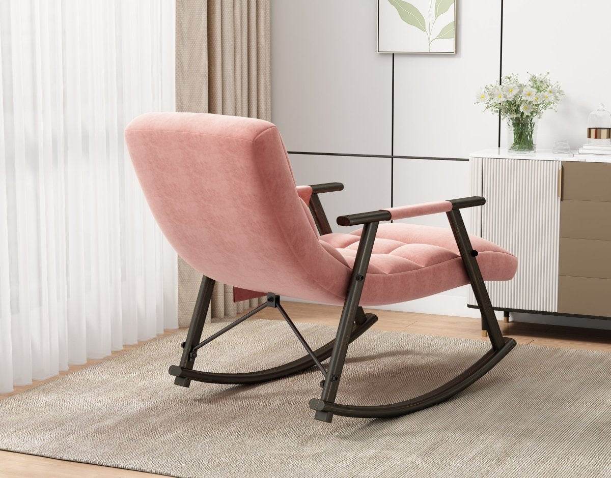 Adjustable Velvet Upholstered Folding Rocking Chair - Sleep Galleria