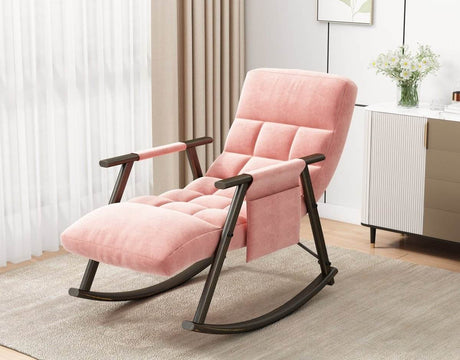 Adjustable Velvet Upholstered Folding Rocking Chair - Sleep Galleria