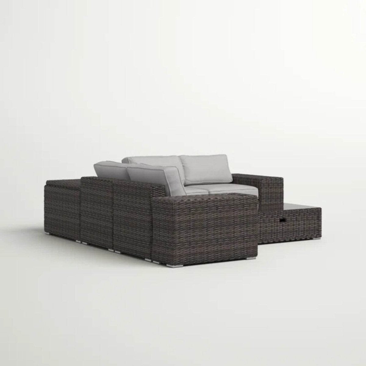 All - Weather Espresso Wicker Outdoor Sectional Sofa Set - Driftwood - Omega Lifestyles