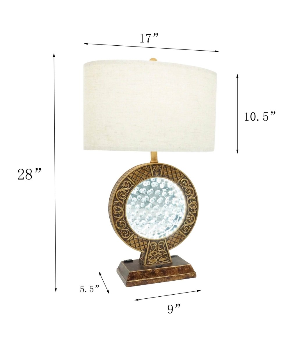 Antique Polyresin Table Lamp With Floating Crystal Decor - Sleep Galleria