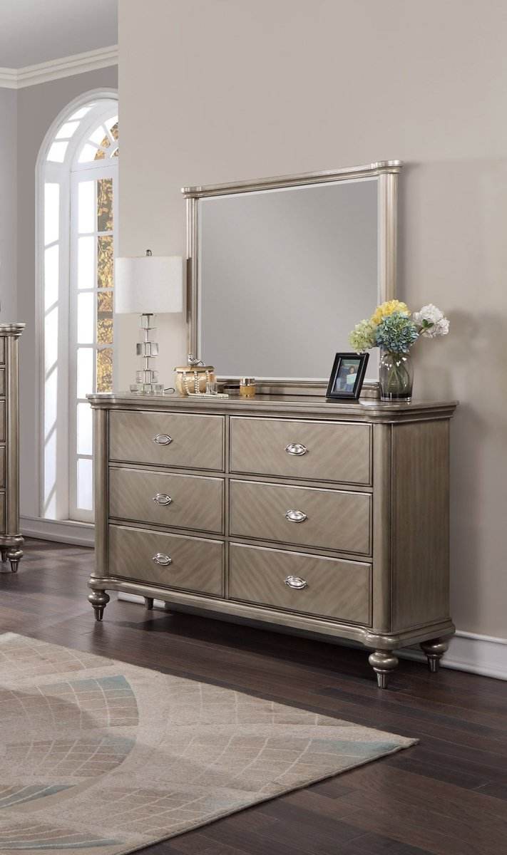 Antique Silver Solid Wood Contemporary Dresser With Mirror - Sleep Galleria