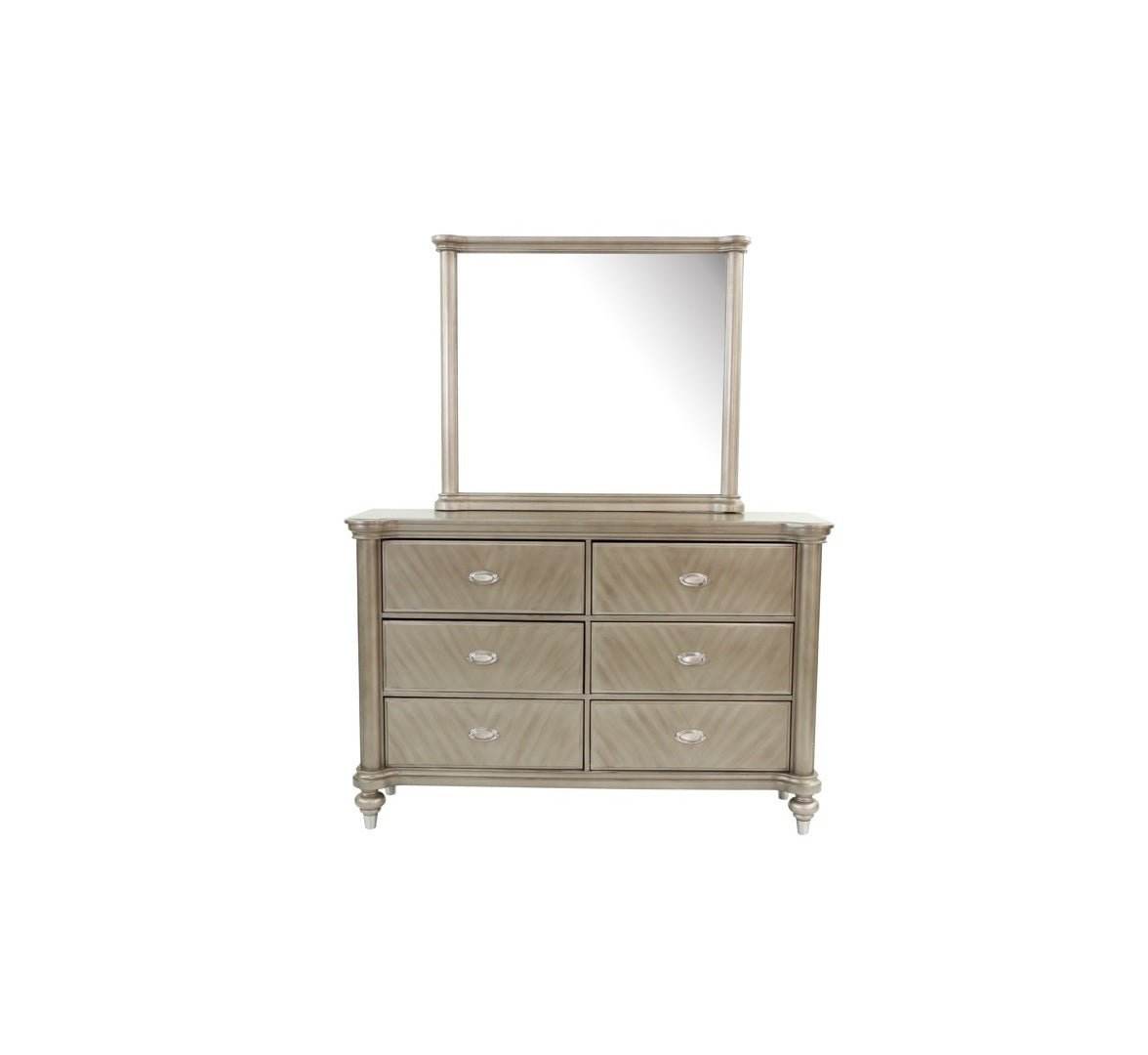 Antique Silver Solid Wood Contemporary Dresser With Mirror - Sleep Galleria