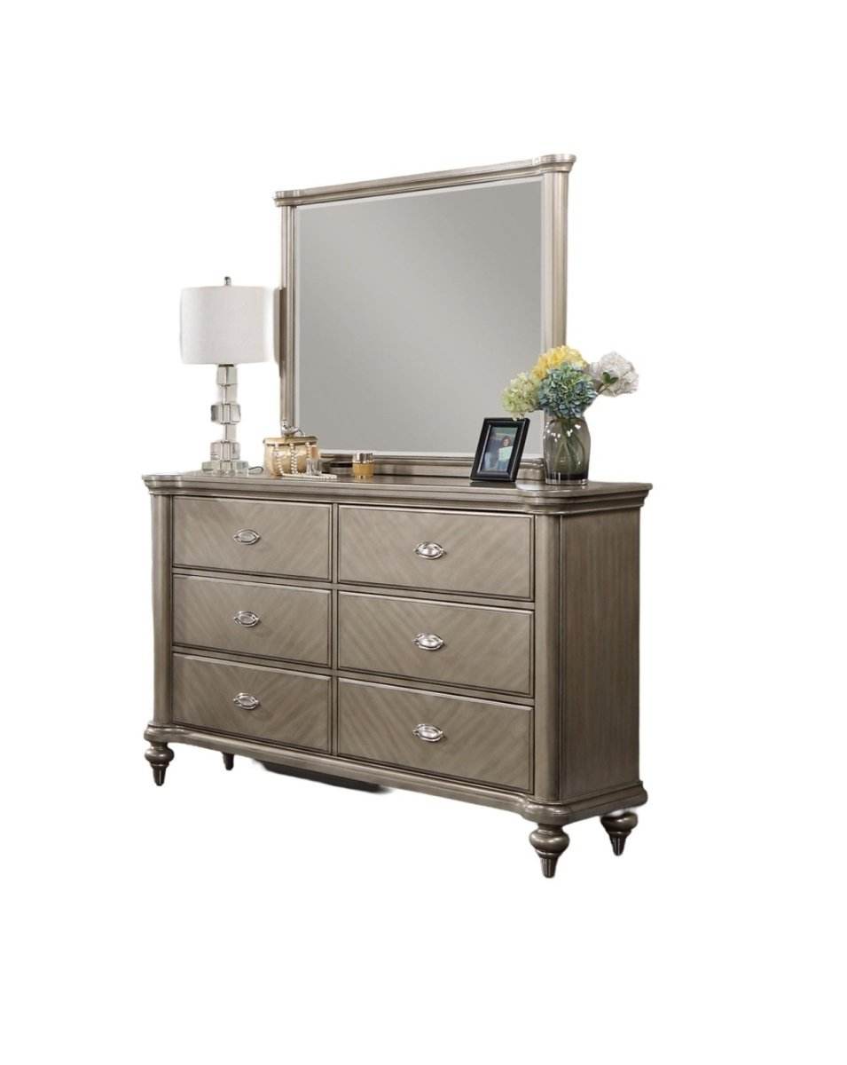 Antique Silver Solid Wood Contemporary Dresser With Mirror - Sleep Galleria