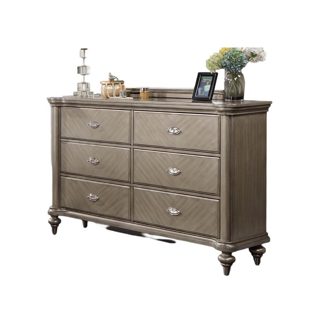 Antique Silver Solid Wood Contemporary Dresser With Mirror - Sleep Galleria