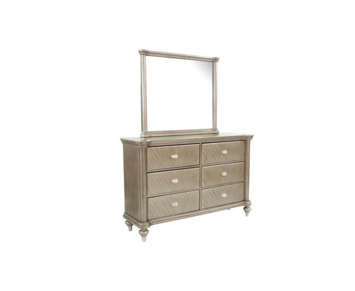 Antique Silver Solid Wood Contemporary Dresser With Mirror - Sleep Galleria