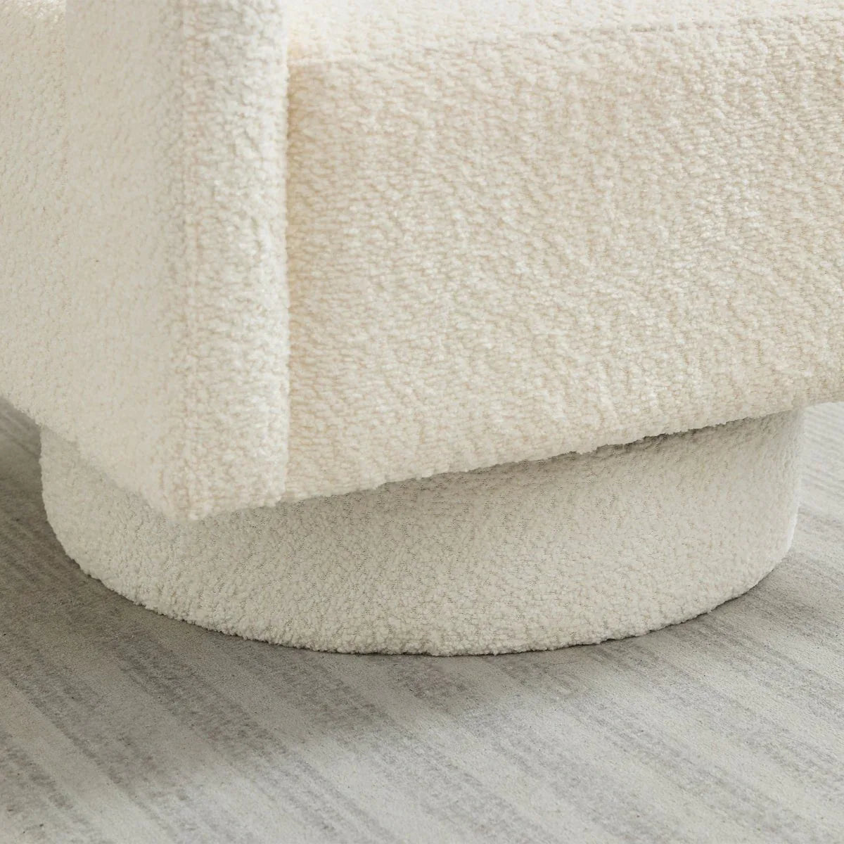 Beige Boucle 360-Degree Swivel Accent Chair - Omega Lifestyles