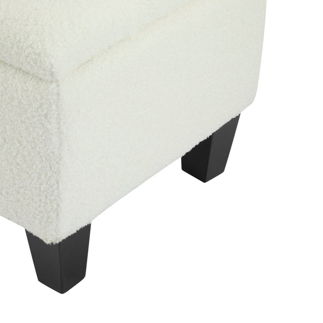 Beige Boucle Storage Ottoman Bench With Foam Cushion - Omega Lifestyles