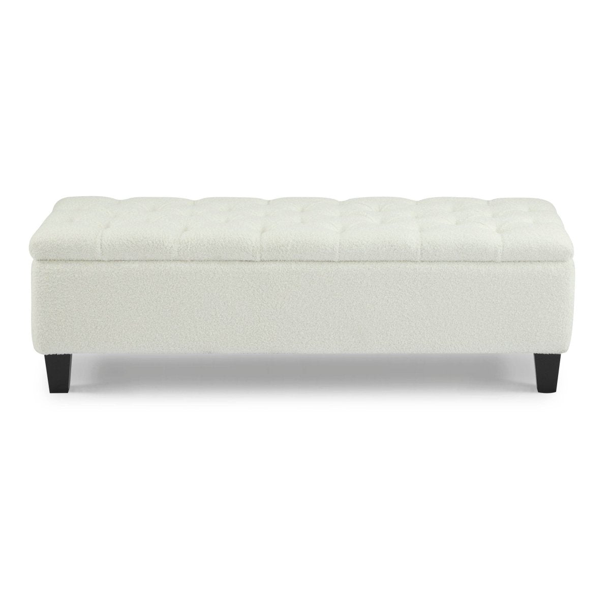 Beige Boucle Storage Ottoman Bench With Foam Cushion - Sleep Galleria