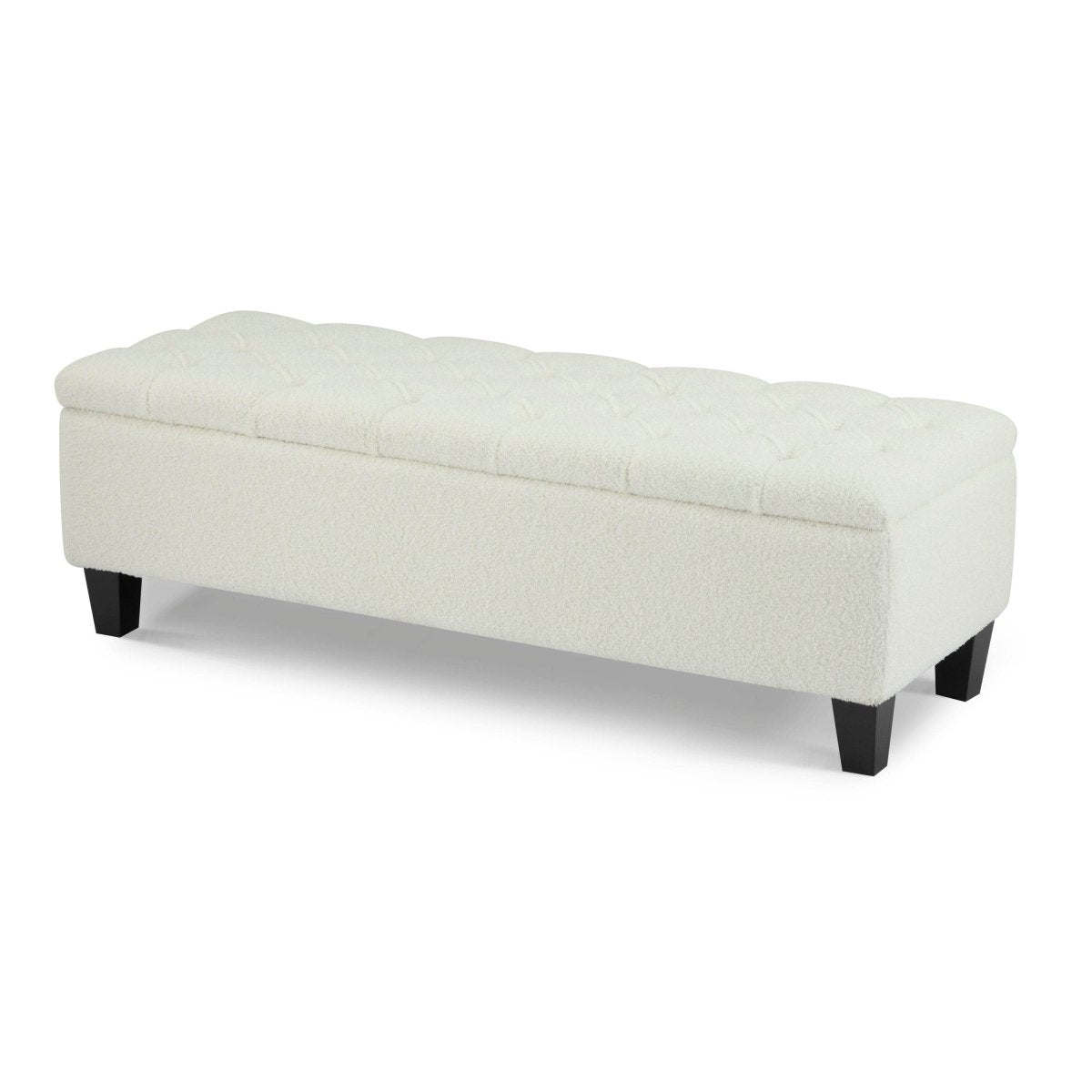 Beige Boucle Storage Ottoman Bench With Foam Cushion - Sleep Galleria