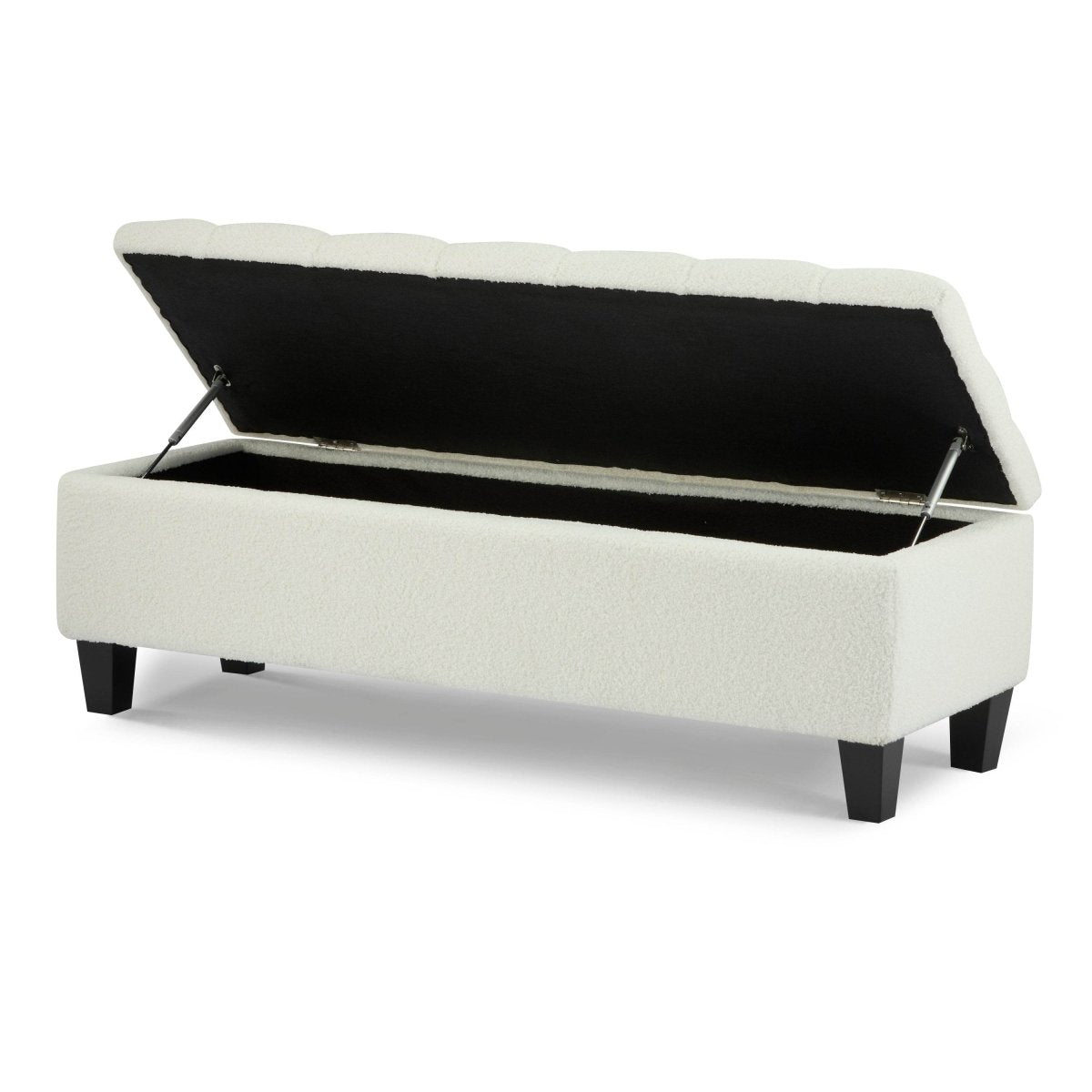 Beige Boucle Storage Ottoman Bench With Foam Cushion - Sleep Galleria