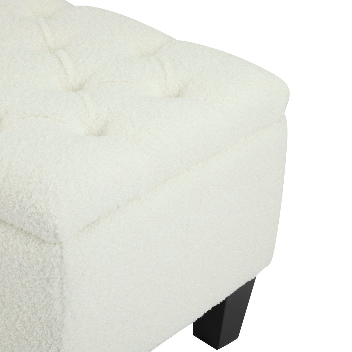Beige Boucle Storage Ottoman Bench With Foam Cushion - Sleep Galleria