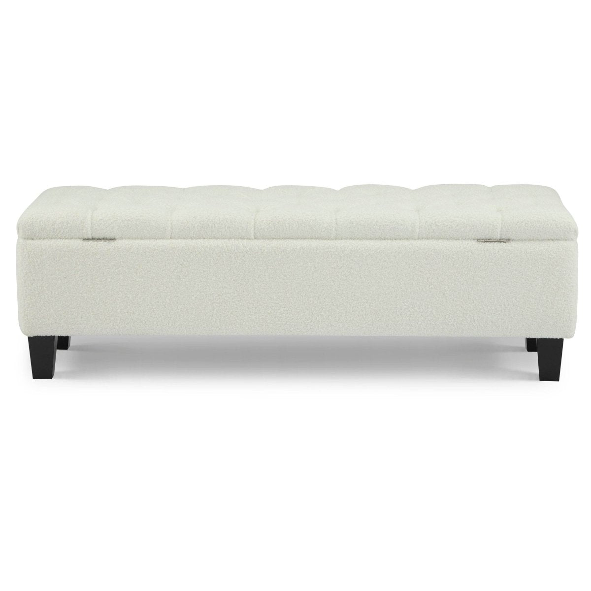 Beige Boucle Storage Ottoman Bench With Foam Cushion - Sleep Galleria