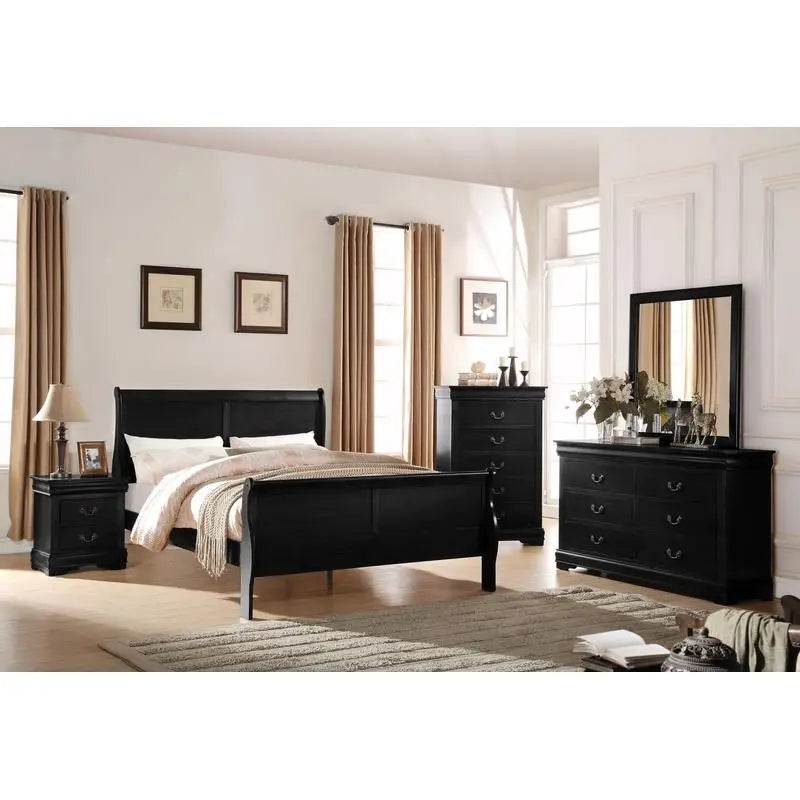 Black Finish Modern 2-Piece Bedroom Furniture Set - Omega Lifestyles