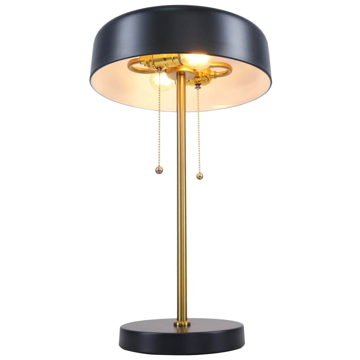 Black Metal Drum Shade Table Lamp With Pull Chain - Sleep Galleria