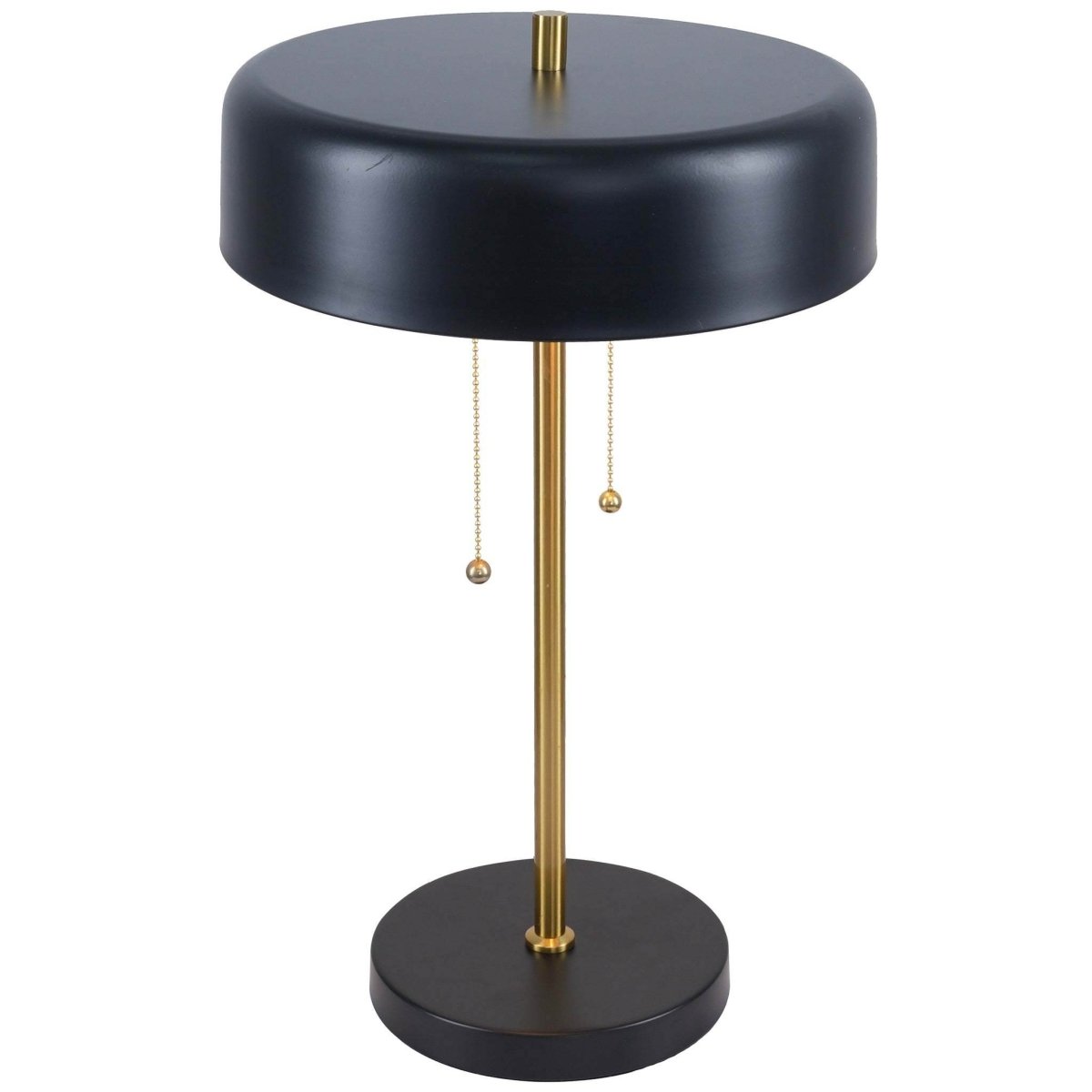 Black Metal Drum Shade Table Lamp With Pull Chain - Sleep Galleria