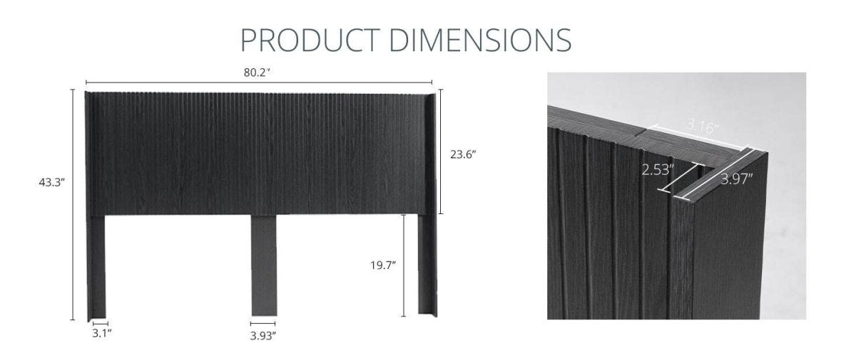 Black Woodgrain Solid Wood Farmhouse King Headboard - Driftwood - Omega Lifestyles