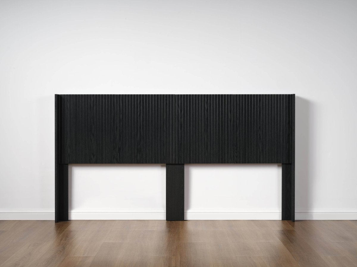 Black Woodgrain Solid Wood Farmhouse King Headboard - Driftwood - Omega Lifestyles