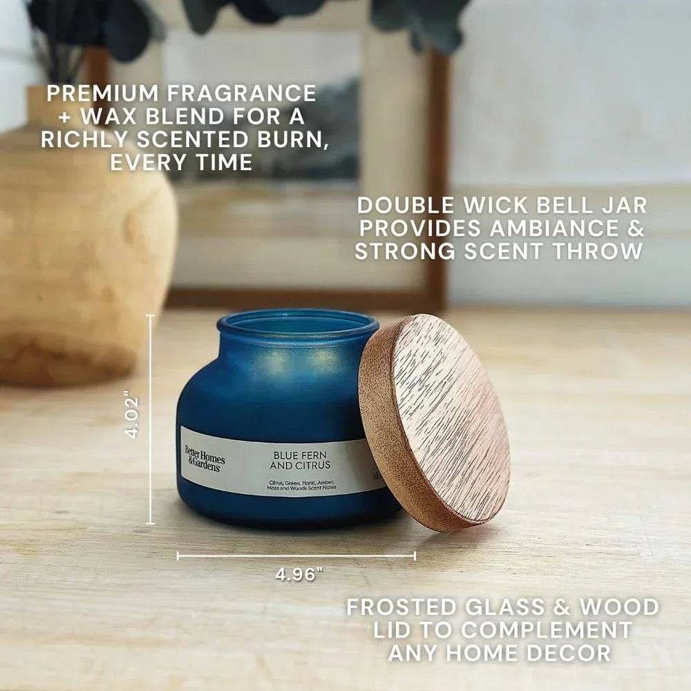 Blue Fern Citrus Scented 2-Wick 18oz Jar Candle - Sleep Galleria