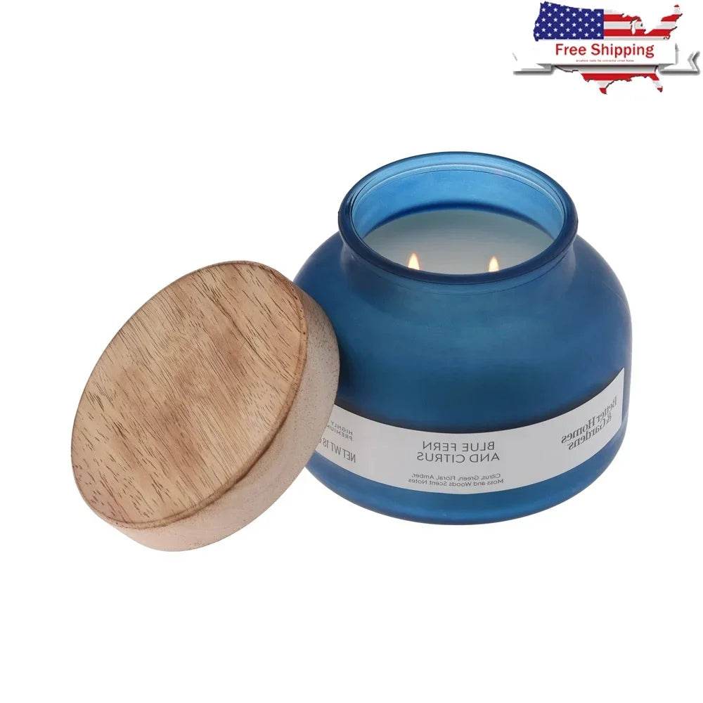 Blue Fern Citrus Scented 2-Wick 18oz Jar Candle - Sleep Galleria