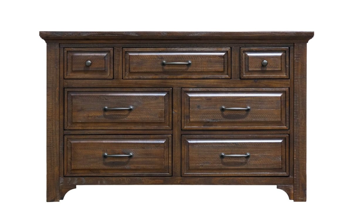 Brown 7 - Drawer Engineered Wood Traditional Style Dresser - Driftwood - Omega Lifestyles
