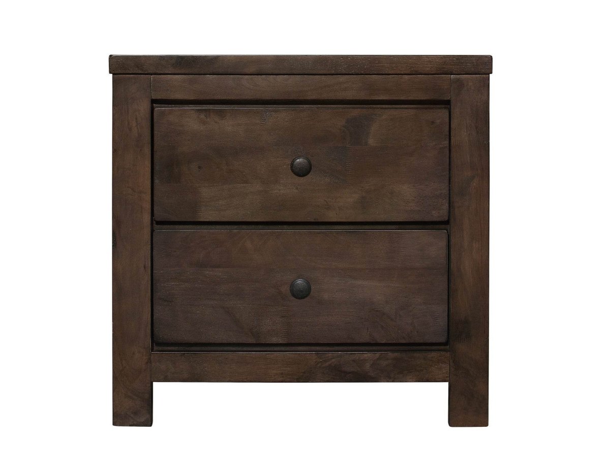 Brown Engineered Wood 2 - Drawer Modern Rustic Nightstand - Driftwood - Omega Lifestyles
