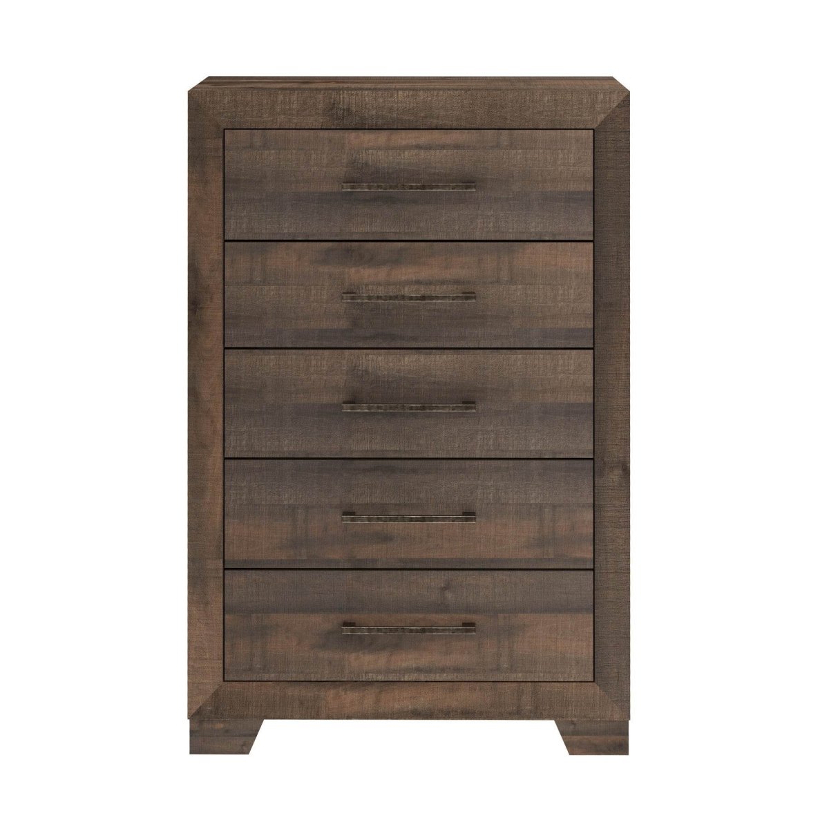 Brown Engineered Wood 5 - Drawer Chest Storage Dresser - Driftwood - Omega Lifestyles
