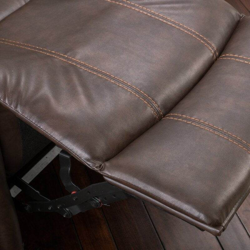 Brown Faux Leather Manual Glider Wide Recliner Chair - Driftwood - Omega Lifestyles