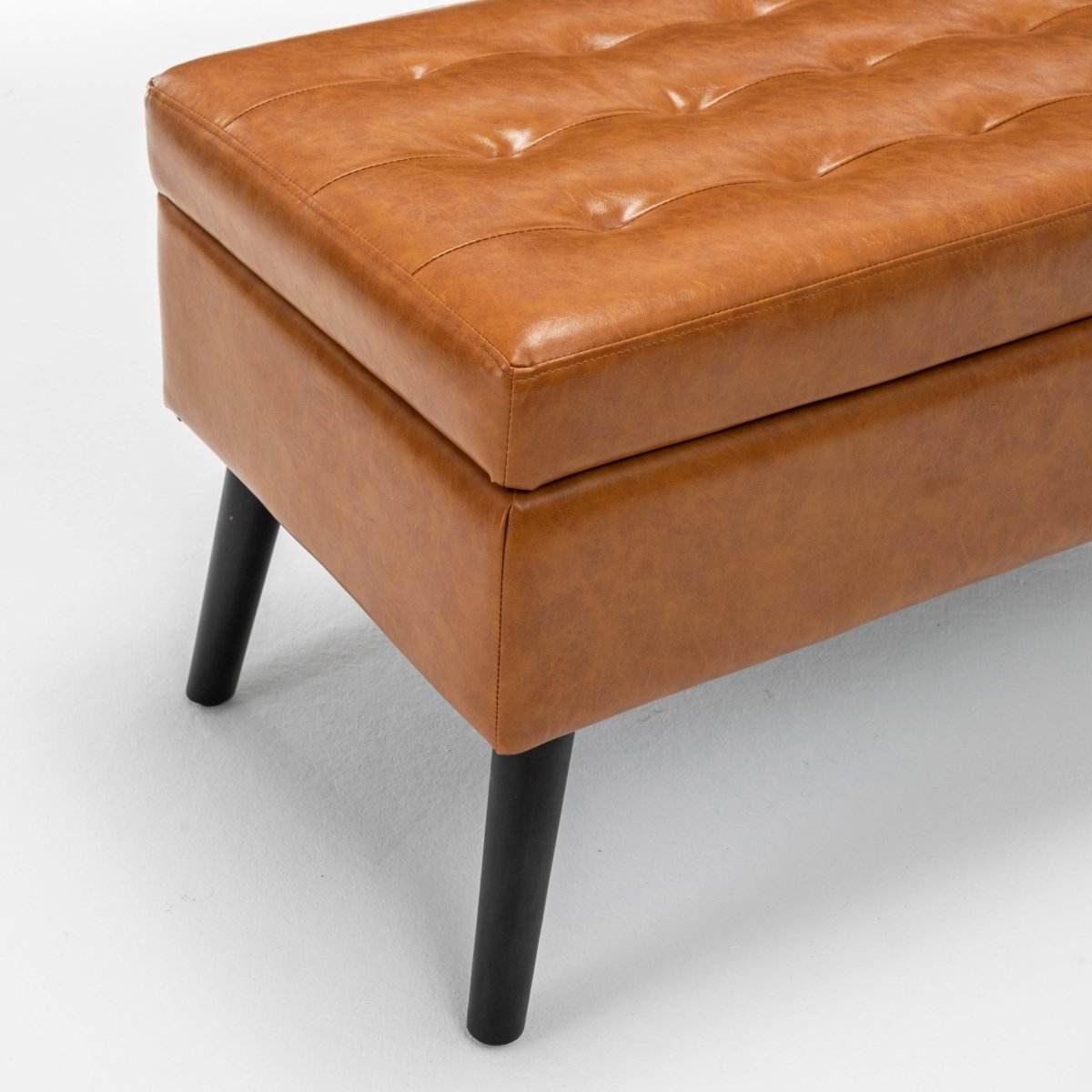 Brown PU Leather Storage Ottoman Bench With Storage - Sleep Galleria