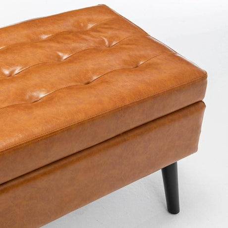 Brown PU Leather Storage Ottoman Bench With Storage - Sleep Galleria