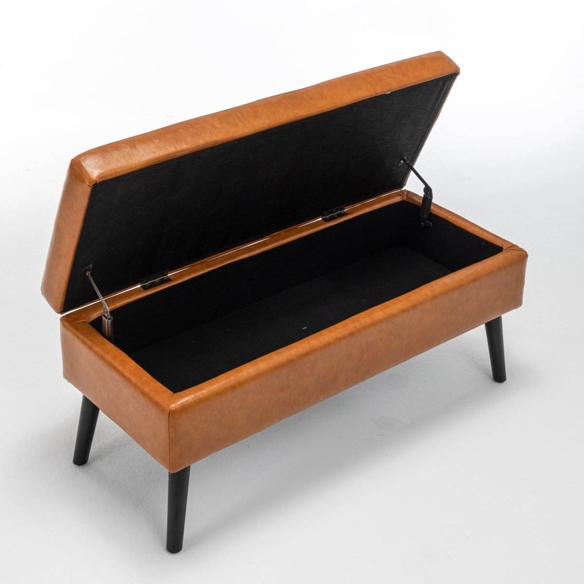 Brown PU Leather Storage Ottoman Bench With Storage - Sleep Galleria