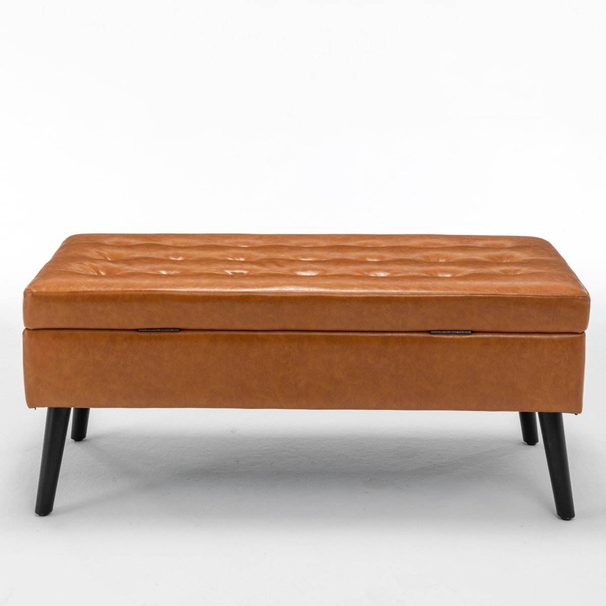 Brown PU Leather Storage Ottoman Bench With Storage - Sleep Galleria