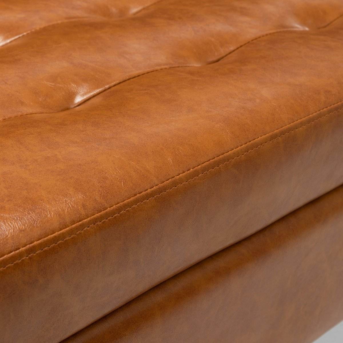 Brown PU Leather Storage Ottoman Bench With Storage - Sleep Galleria