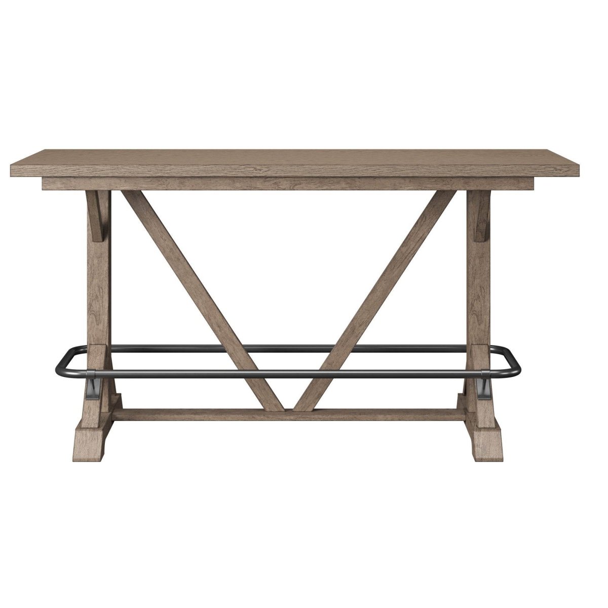 Brown Solid Wood Bar Height Trestle Table - Driftwood - Omega Lifestyles