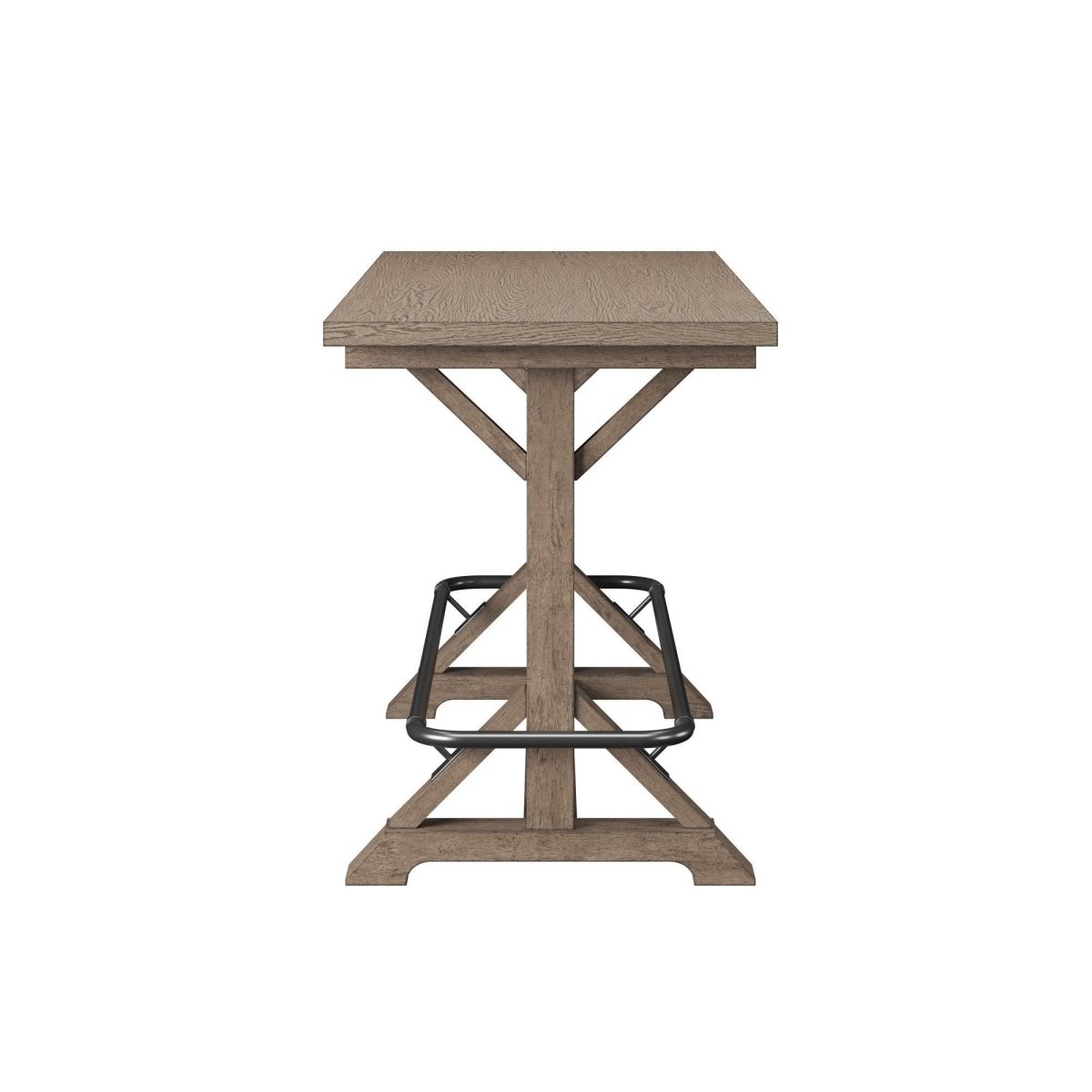 Brown Solid Wood Bar Height Trestle Table - Driftwood - Omega Lifestyles