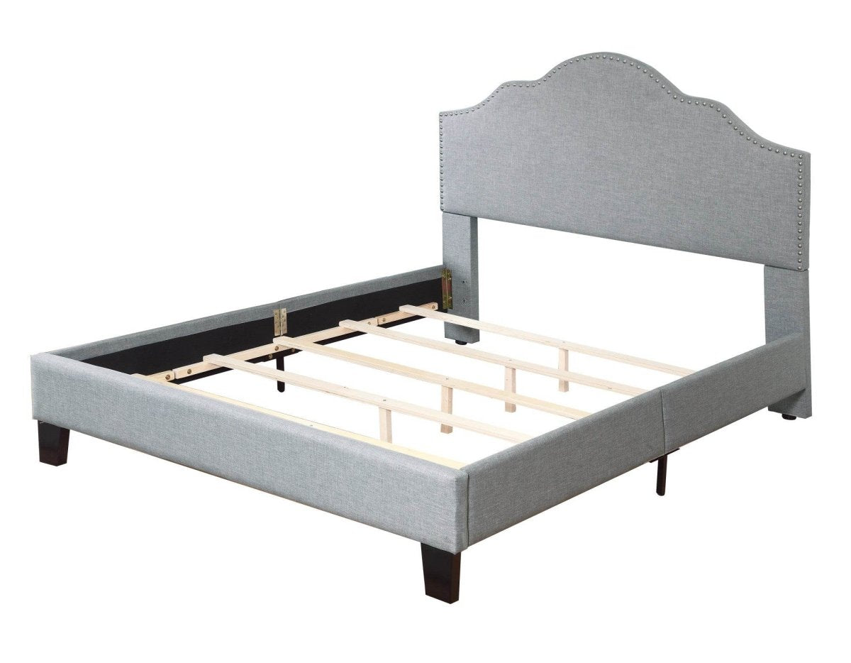California King Solid Wood Upholstered Bed Frame - Driftwood - Omega Lifestyles