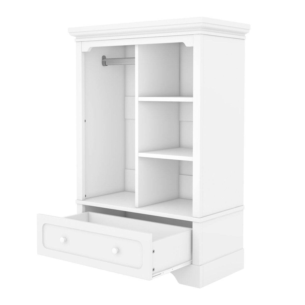 Children’s White Wardrobe With Hanging Rod And Drawers - Omega Lifestyles