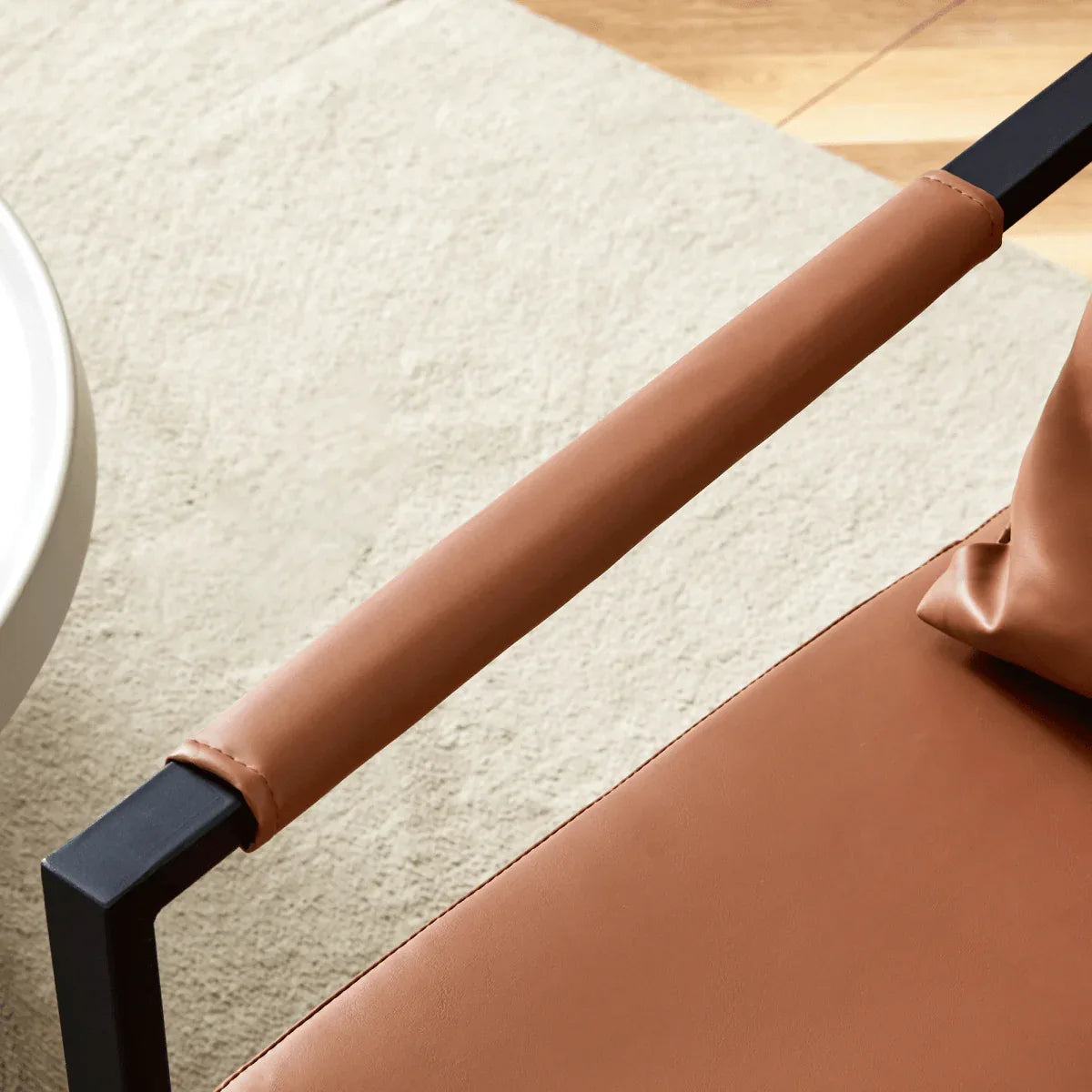 Classic Brown PU Leather Metal Frame Ergonomic Chair - Omega Lifestyles