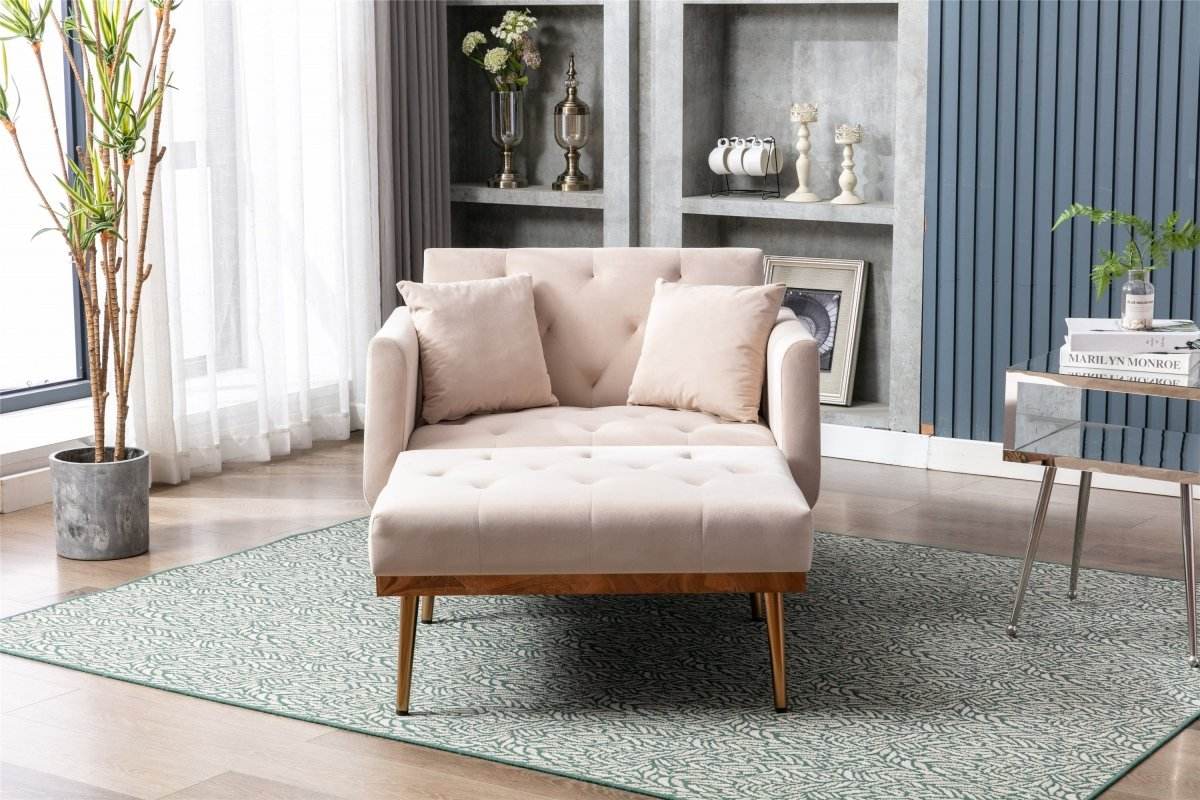 Classic Velvet Upholstered Adjustable Chaise Lounge Chair - Omega Lifestyles