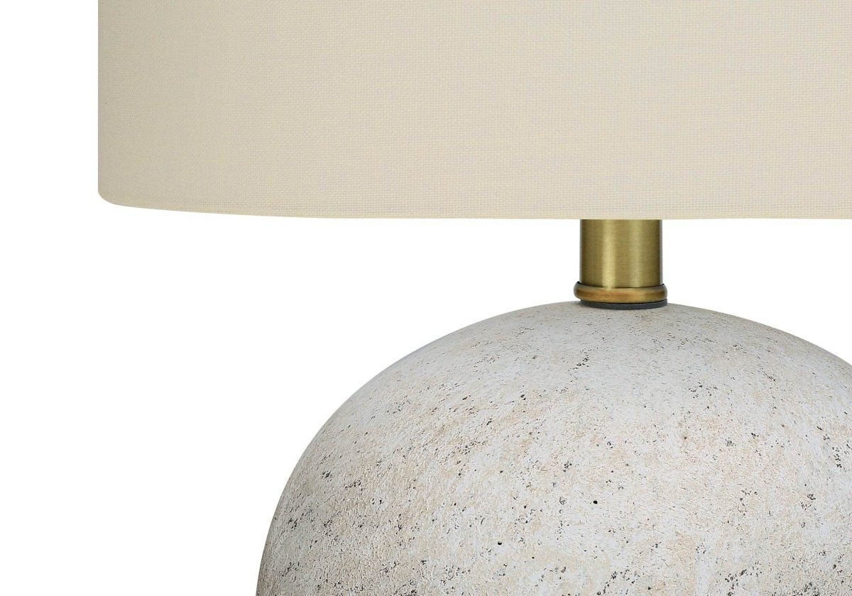 Concrete Base Table Lamp With Ivory Linen Shade - Sleep Galleria