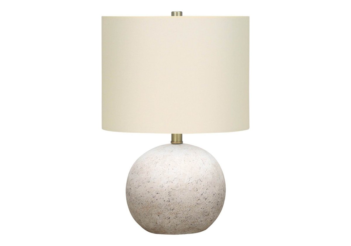 Concrete Base Table Lamp With Ivory Linen Shade - Sleep Galleria